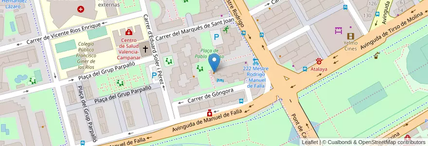 Mapa de ubicacion de Cafetería Plaza Picasso en スペイン, バレンシア州, València / Valencia, Comarca De València, València.