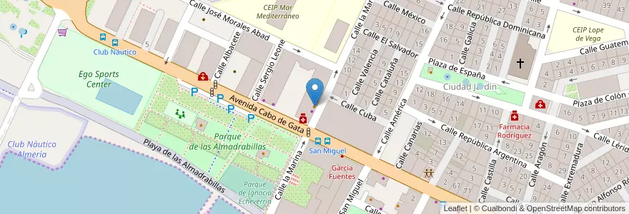 Mapa de ubicacion de Cafetería Presidente en スペイン, アンダルシア州, アルメリア, アルメリア.