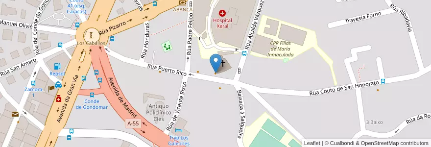 Mapa de ubicacion de Cafetería Puerto Rico en إسبانيا, غاليسيا, بونتيفيدرا, Vigo, فيغو.