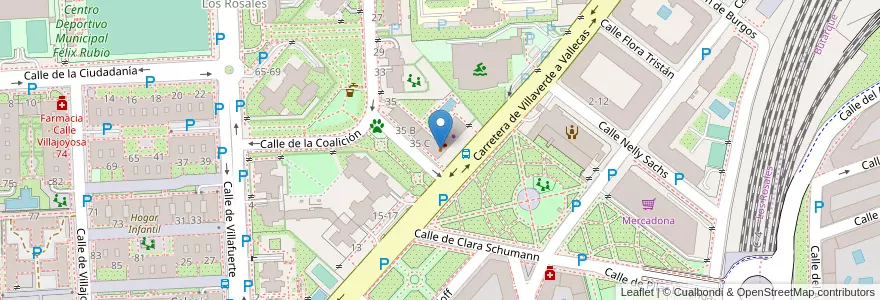 Mapa de ubicacion de cafetería restaurante en Spanien, Autonome Gemeinschaft Madrid, Autonome Gemeinschaft Madrid, Área Metropolitana De Madrid Y Corredor Del Henares, Madrid.