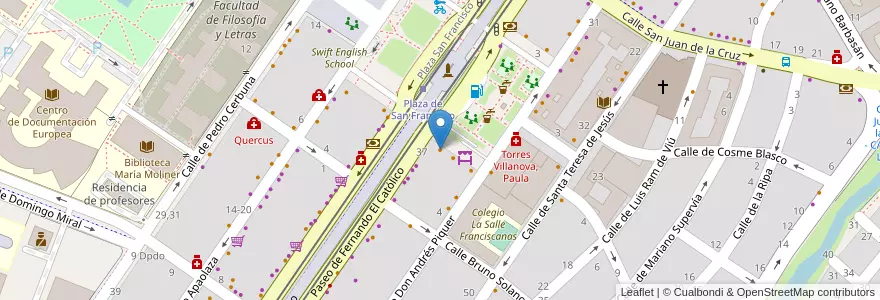 Mapa de ubicacion de Cafetería San Francisco en 西班牙, Aragón, 萨拉戈萨, Zaragoza, 萨拉戈萨.