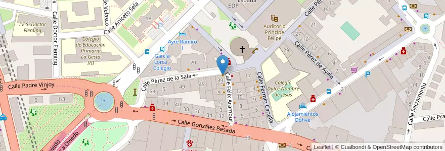 Mapa de ubicacion de Cafetería San Francisco en Spain, Asturias, Asturias, Oviedo.
