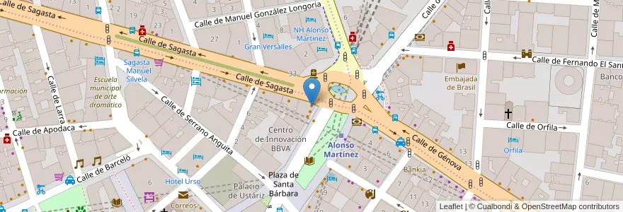 Mapa de ubicacion de Cafetería Santander en 西班牙, Comunidad De Madrid, Comunidad De Madrid, Área Metropolitana De Madrid Y Corredor Del Henares, Madrid.