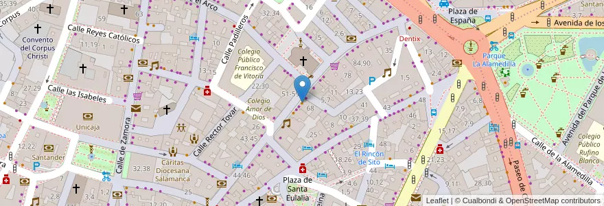 Mapa de ubicacion de Cafetería Toro 70 en 스페인, Castilla Y León, Salamanca, Campo De Salamanca, Salamanca.