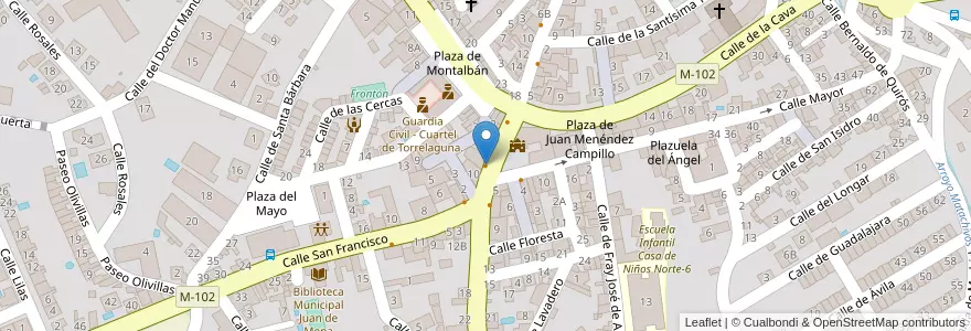 Mapa de ubicacion de Cafetería Trébol en スペイン, マドリード州, Comunidad De Madrid, Sierra Norte, Torrelaguna.