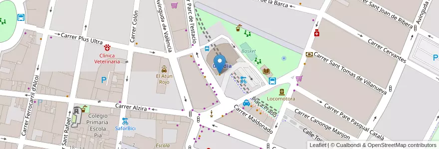 Mapa de ubicacion de Cafeteria Únic en スペイン, バレンシア州, València / Valencia, Safor, Gandia.