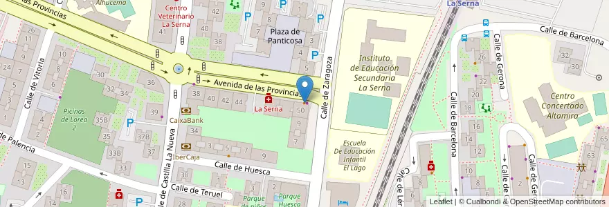Mapa de ubicacion de Cafetería Villacastín II en اسپانیا, بخش خودمختار مادرید, بخش خودمختار مادرید, Área Metropolitana De Madrid Y Corredor Del Henares, Fuenlabrada.