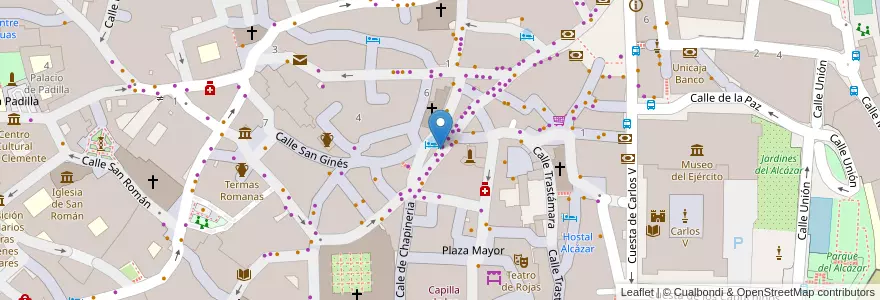 Mapa de ubicacion de Cafetería Zocodover en Espanha, Castela-Mancha, Toledo, Toledo, Toledo.