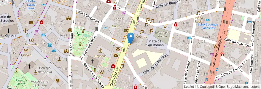 Mapa de ubicacion de Cafetín Scherzo en 스페인, Castilla Y León, Salamanca, Campo De Salamanca, Salamanca.