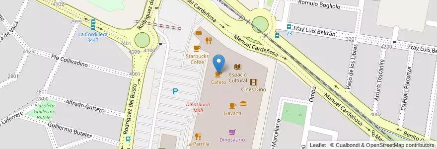Mapa de ubicacion de Cafeto en アルゼンチン, コルドバ州, Departamento Capital, Pedanía Capital, Córdoba, Municipio De Córdoba.