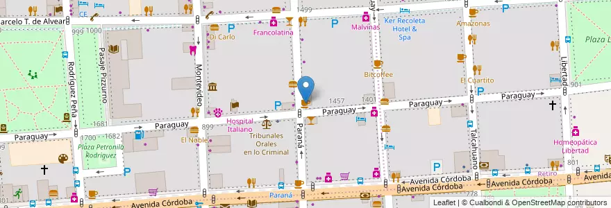 Mapa de ubicacion de Caffé del Doge, Recoleta en アルゼンチン, Ciudad Autónoma De Buenos Aires, Comuna 2, Comuna 1, ブエノスアイレス.