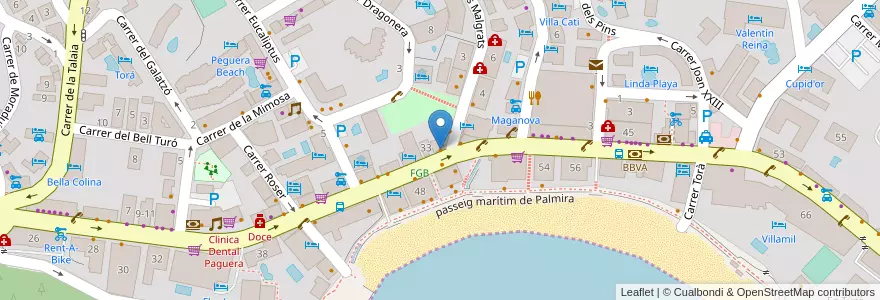 Mapa de ubicacion de Caffee Haus en إسبانيا, جزر البليار, España (Mar Territorial), Serra De Tramuntana, جزر البليار, Calvià.