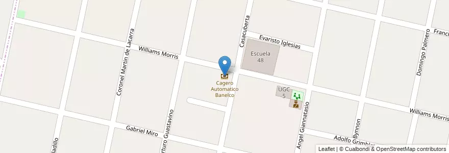 Mapa de ubicacion de Cagero Automatico Banelco en Argentine, Province De Buenos Aires, Partido De Morón, Castelar.