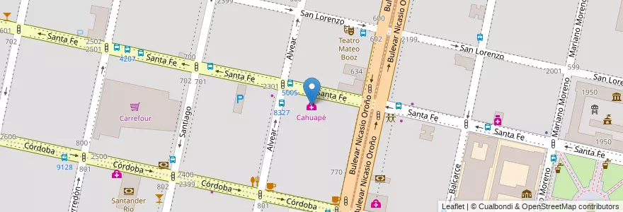 Mapa de ubicacion de Cahuapé en Аргентина, Санта-Фе, Departamento Rosario, Municipio De Rosario, Росарио.