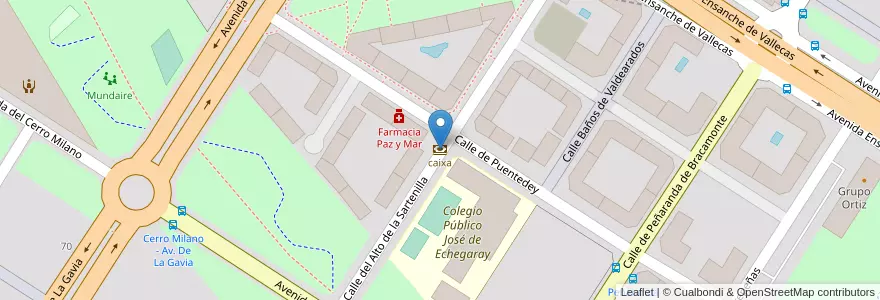 Mapa de ubicacion de caixa en 스페인, Comunidad De Madrid, Comunidad De Madrid, Área Metropolitana De Madrid Y Corredor Del Henares, 마드리드.