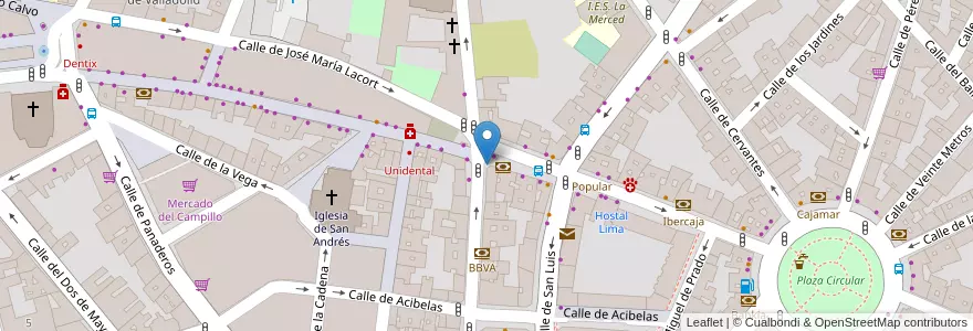 Mapa de ubicacion de Caixa Bank en Sepanyol, Castilla Y León, Valladolid, Valladolid.