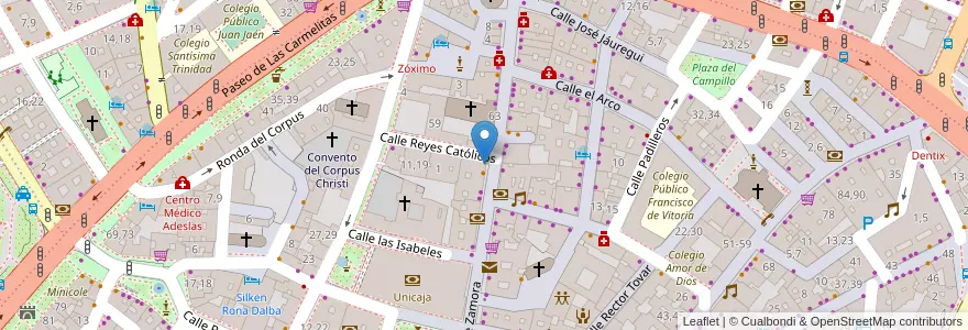 Mapa de ubicacion de Caixa Bank en إسبانيا, قشتالة وليون, شلمنقة, دائرة شلمنقة, شلمنقة.