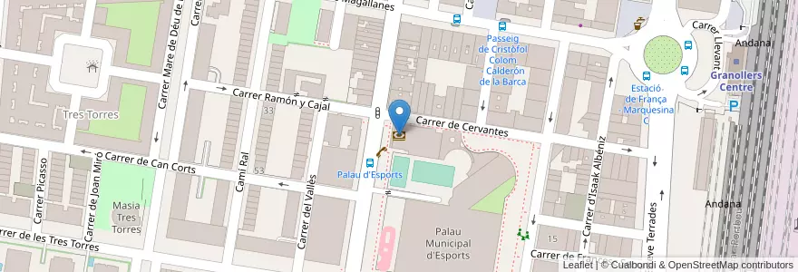 Mapa de ubicacion de Caixa Catalunya en اسپانیا, Catalunya, Barcelona, Vallès Oriental, Granollers.