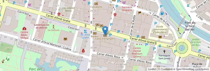 Mapa de ubicacion de Caixa d'Enginyers en 西班牙, Catalunya, 赫罗纳, Gironès, 赫罗纳.