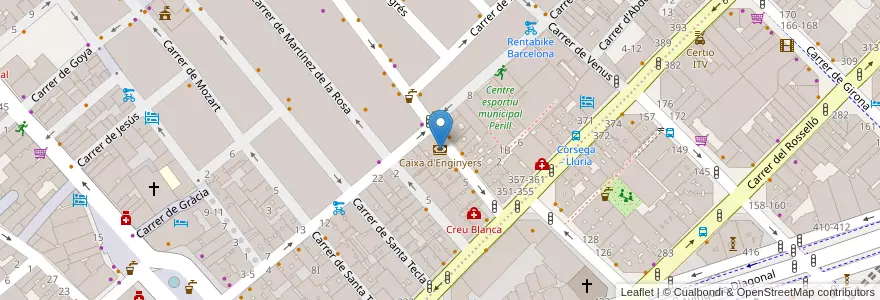 Mapa de ubicacion de Caixa d'Enginyers en Spagna, Catalunya, Barcelona, Barcelonès, Barcelona.