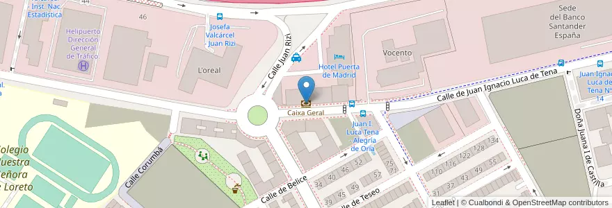 Mapa de ubicacion de Caixa Geral en 西班牙, Comunidad De Madrid, Comunidad De Madrid, Área Metropolitana De Madrid Y Corredor Del Henares, Madrid.