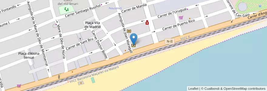 Mapa de ubicacion de Caixa Laietana en Espagne, Catalogne, Barcelone, Maresme, El Masnou.
