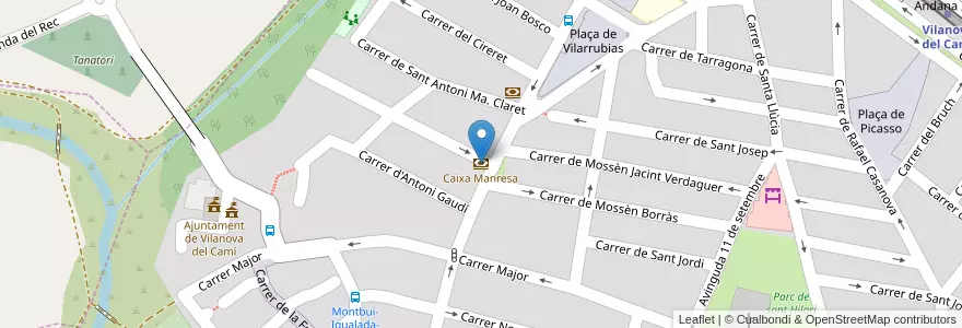 Mapa de ubicacion de Caixa Manresa en España, Catalunya, Barcelona, Anoia, Vilanova Del Camí.