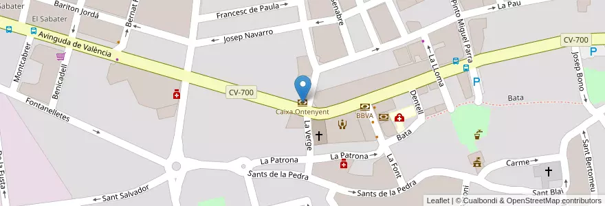 Mapa de ubicacion de Caixa Ontenyent en Испания, Валенсия, Аликанте, Комтат, Muro De Alcoy.