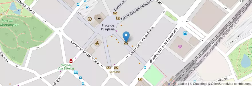 Mapa de ubicacion de Caixa Penedes en İspanya, Catalunya, Barcelona, Baix Llobregat, Castelldefels.