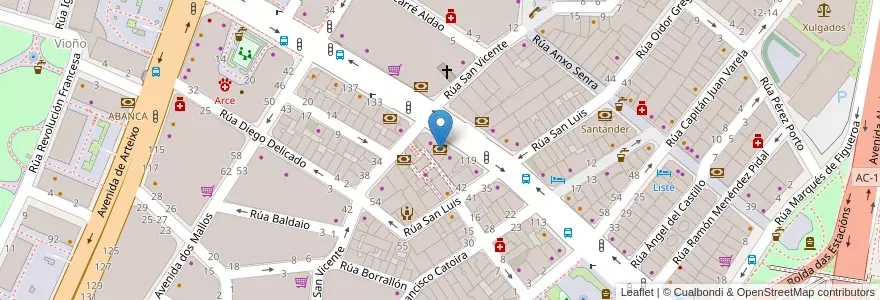 Mapa de ubicacion de Caixabank en İspanya, Galicia / Galiza, A Coruña, A Coruña, A Coruña.