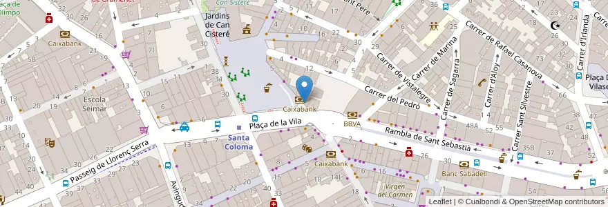 Mapa de ubicacion de Caixabank en Espagne, Catalogne, Barcelone, Barcelonais, Santa Coloma De Gramenet.