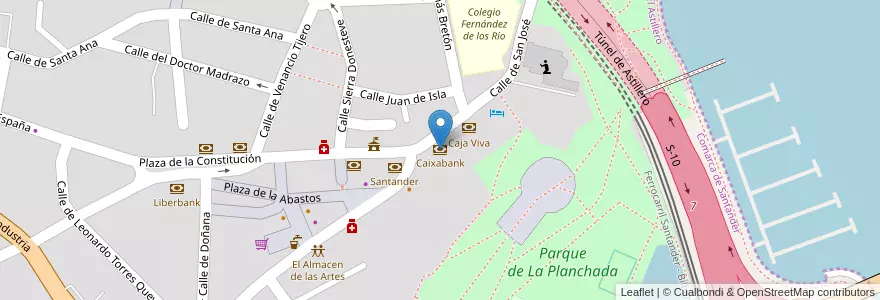 Mapa de ubicacion de Caixabank en スペイン, カンタブリア州, カンタブリア州, Santander, El Astillero.