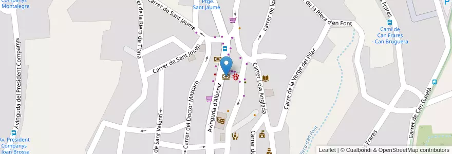 Mapa de ubicacion de CaixaBank en İspanya, Catalunya, Barcelona, Maresme, Tiana.