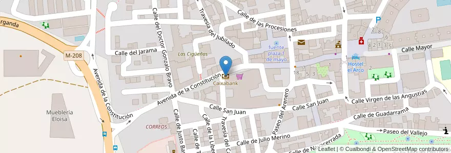 Mapa de ubicacion de Caixabank en Испания, Мадрид, Мадрид, Cuenca Del Henares, Mejorada Del Campo.