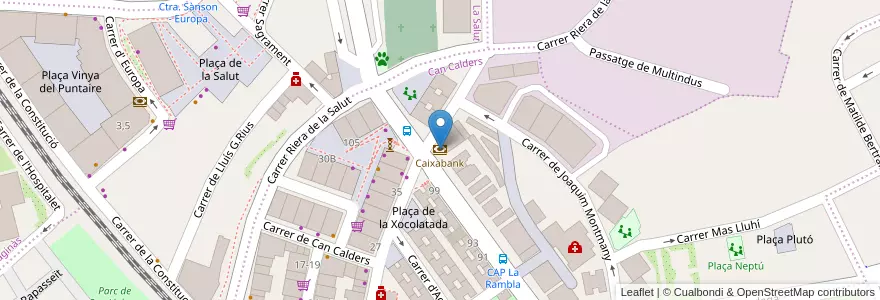 Mapa de ubicacion de Caixabank en Spanje, Catalonië, Barcelona, Baix Llobregat, Sant Feliu De Llobregat.