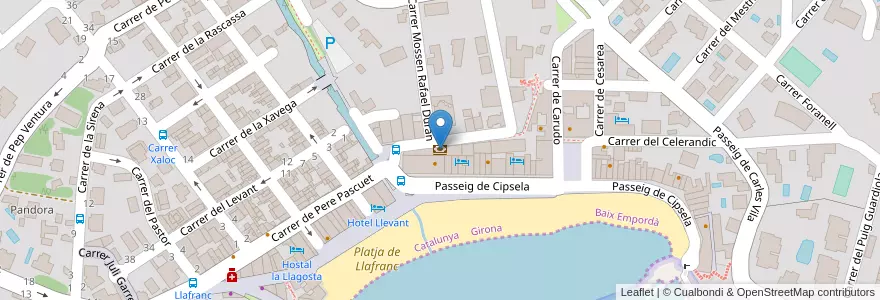 Mapa de ubicacion de CaixaBank en Espagne, Catalogne, Gérone, Bas-Ampurdan, Palafrugell.