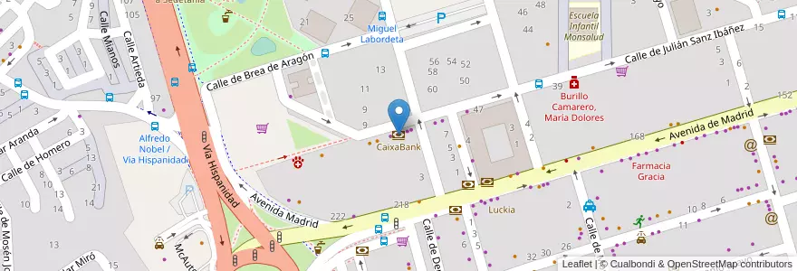 Mapa de ubicacion de CaixaBank en Espanha, Aragão, Saragoça, Zaragoza, Saragoça.