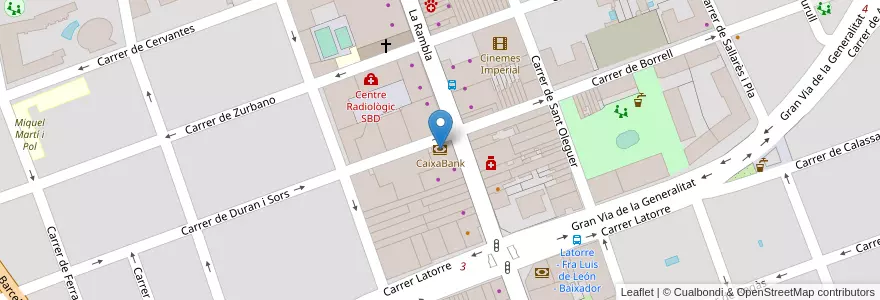 Mapa de ubicacion de CaixaBank en اسپانیا, Catalunya, Barcelona, Vallès Occidental, Sabadell.