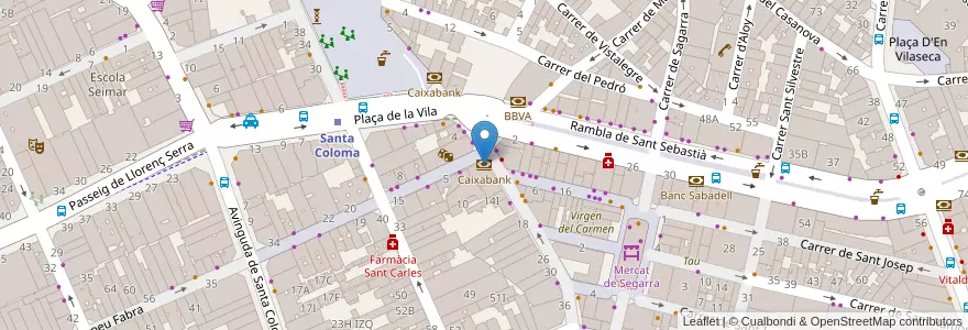 Mapa de ubicacion de Caixabank en اسپانیا, Catalunya, Barcelona, Barcelonès, Santa Coloma De Gramenet.
