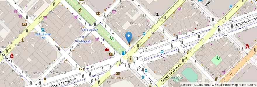 Mapa de ubicacion de CaixaBank en 스페인, Catalunya, Barcelona, Barcelonès, 바르셀로나.