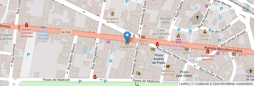 Mapa de ubicacion de Caixabank en Espagne, Galice, Ourense, Valdeorras, O Barco De Valdeorras.