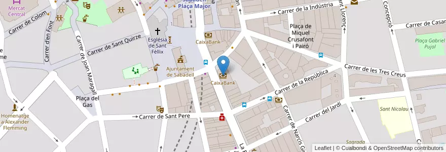 Mapa de ubicacion de CaixaBank en Spanien, Katalonien, Barcelona, Vallès Occidental, Sabadell.
