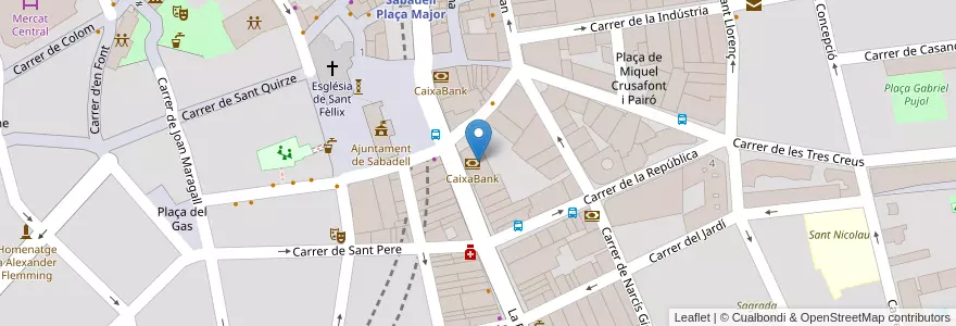 Mapa de ubicacion de CaixaBank en España, Catalunya, Barcelona, Vallès Occidental, Sabadell.