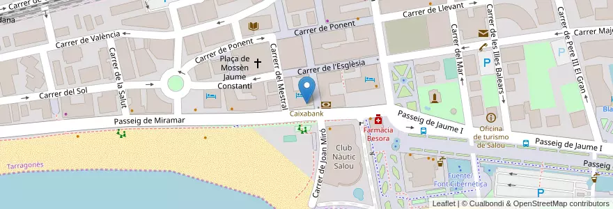 Mapa de ubicacion de Caixabank en スペイン, カタルーニャ州, Tarragona, Tarragonès, Salou.