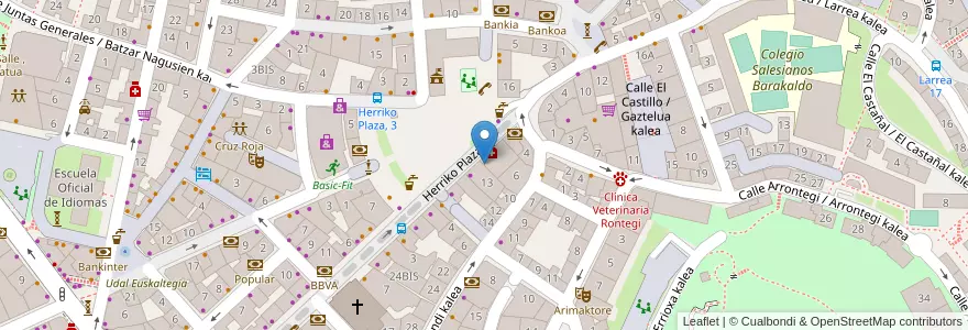 Mapa de ubicacion de CaixaBank en España, Euskadi, Bizkaia, Bilboaldea.