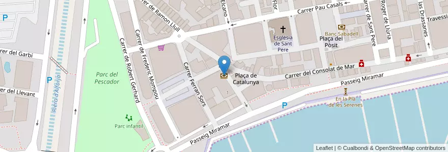 Mapa de ubicacion de CaixaBank en Spanien, Katalonien, Tarragona, Baix Camp, Cambrils.