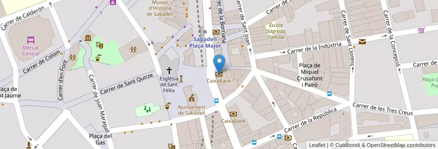 Mapa de ubicacion de CaixaBank en España, Catalunya, Barcelona, Vallès Occidental, Sabadell.
