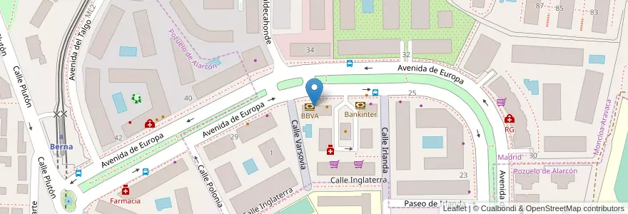 Mapa de ubicacion de Caixabank en 西班牙, Comunidad De Madrid, Comunidad De Madrid, Área Metropolitana De Madrid Y Corredor Del Henares, Pozuelo De Alarcón.