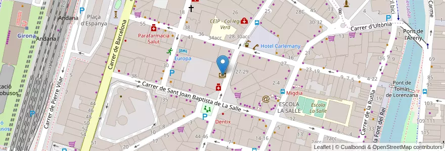 Mapa de ubicacion de CaixaBank en İspanya, Catalunya, Girona, Gironès, Girona.