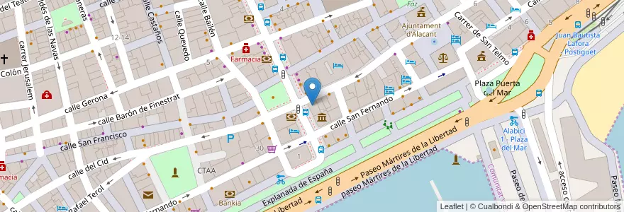 Mapa de ubicacion de CaixaBank en スペイン, バレンシア州, Alacant / Alicante, L'Alacantí, Alacant / Alicante.
